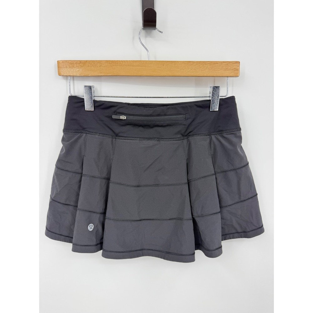 Lululemon Pace Rival Skirt Tall Women Size 4 Black Pleated Tennis Skort W8AT1S